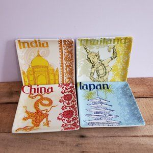 Pier 1 Imports Asian City Plate Set Contains 4 assorted porcelain plates